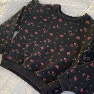 Baby GAP Black Floral Crew Neck Sweater 5T